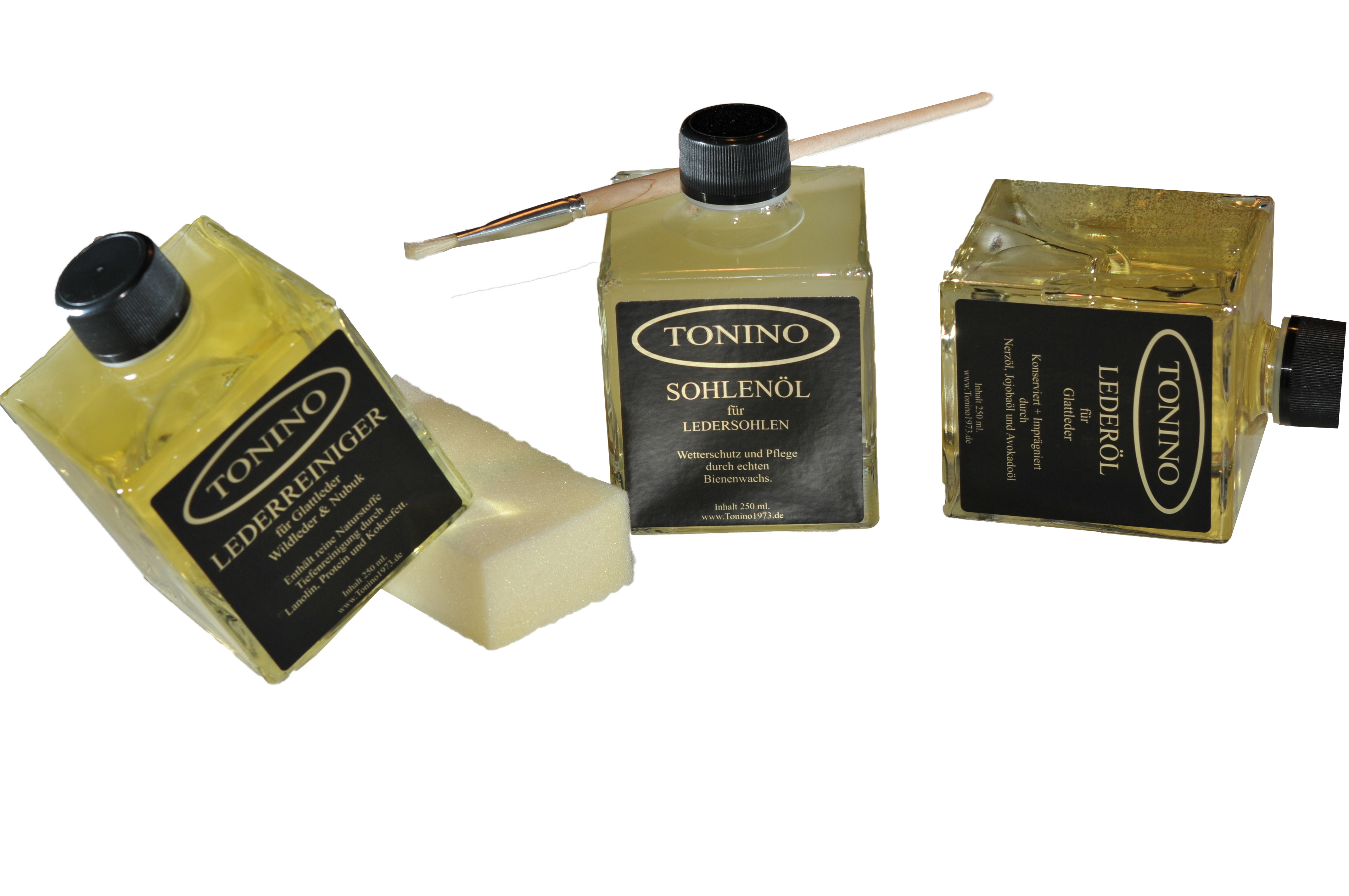 Tonino TRISET 750 ml. Sohlenöl, Lederöl und Lederreiniger